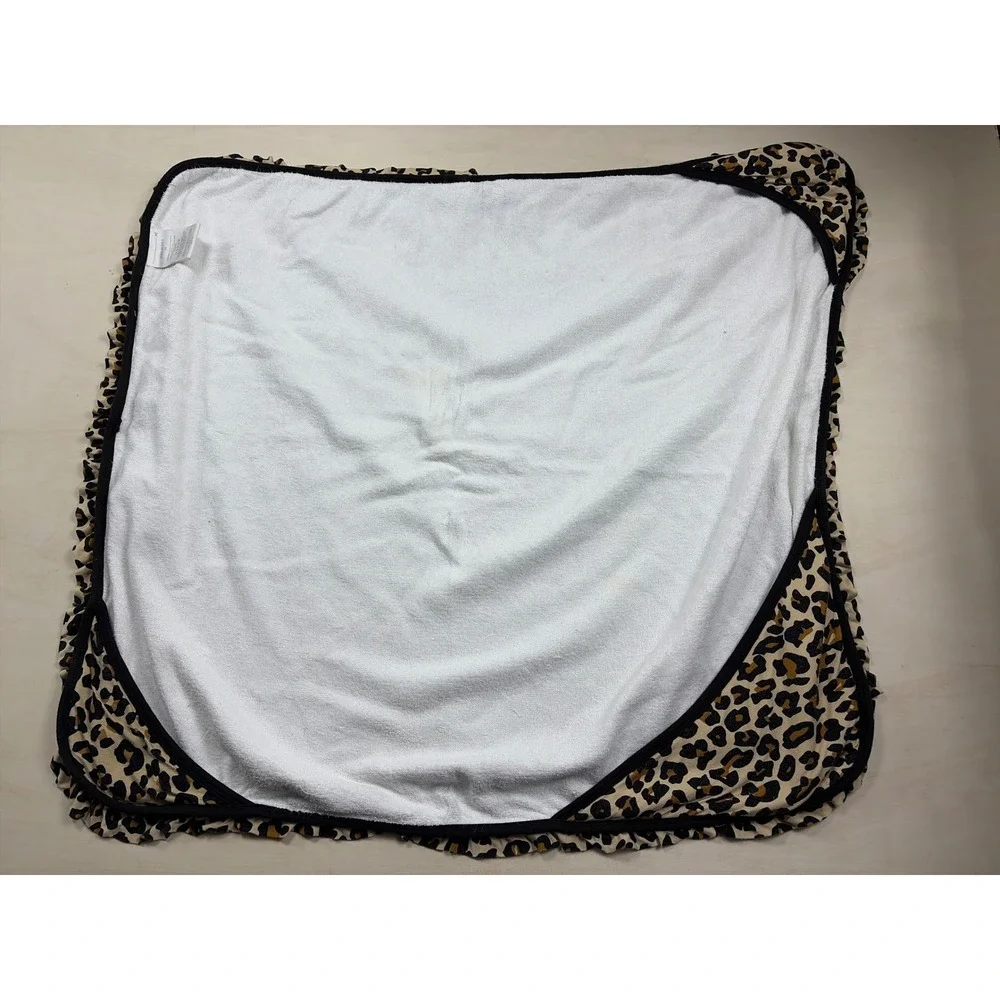 Posh Peanut Lana Tan Leopard Ruffled Hooded Baby Towel Viscose Bamboo 40x40